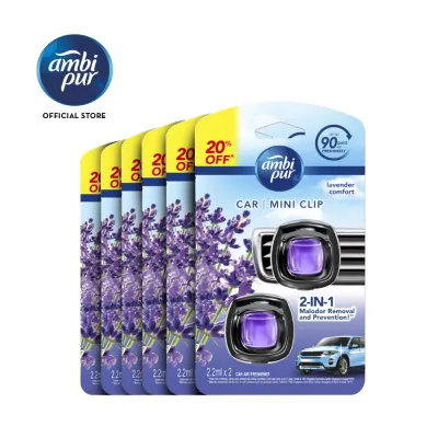 [Bundle of 6] Ambi Pur Car Mini Clip Lavender Comfort Car Air Freshener 2.2ml x 2