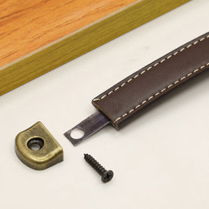 [Habilulu] Furniture Handles Wardrobe Drawer Door Pull Leather Kitchen Cabinet Handles