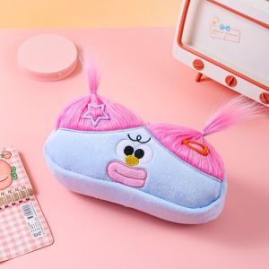 EODKUS DIY Fluffy Hair Afro-Hair Doll Pen Bag Large Capacity Stationery Storage Soft Plush Pen Bag Novetly Zipper Pencil Case Holder Cosmetic Bag