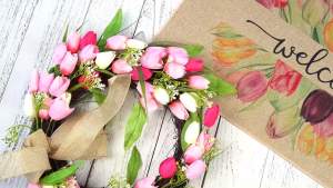 ONWAY Spring Tulip Door Mat Floral Flower Bouquets Decor Doormat Decorative Easter Mothers Day Low-Profile Floor Rug Switch Mat for Home Indoor Outdoor Decorations 17.5 x 29 Inch