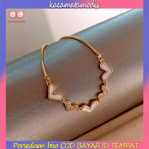 【Pharaoh🎀COD】Gelang Berlian Imitasi Bunga Zirkon Gelang Korea yang Dapat Disesuaikan Fashion Wanita Warna Emas