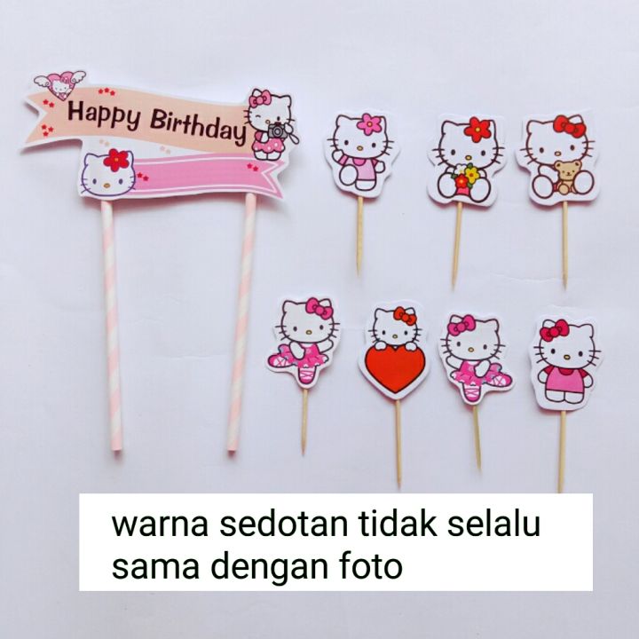 hiasan nasi tumpeng hiasan kue ulang tahun cake topper satu set