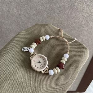NOBLELYN Có thể điều chỉnh Đồng hồ đeo tay Đính hạt dây chuyền Đồng hồ thạch anh Thời trang Dopamine Đồng hồ dây chuyền hình trái tim sao Phụ nữ Cô gái