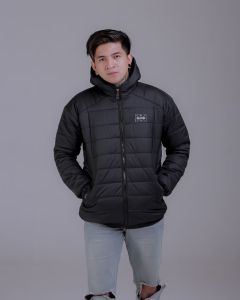 Jaket Parasut Gelembung Pria Puffer Busa Tebal Hitam Full bordir Kerah Tinggi Premium BGSRMMXVI