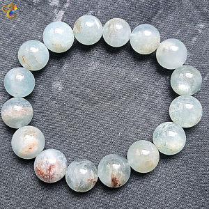 Super Premium Grade Natural Many Treasures Greenish Icy Island Aquamarine Bracelet