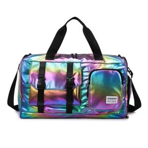 YINGXING Waterproof Gym Bag Pearl Glossy Wet Dry Separation Travel Luggage Bag Duffle Bag Large Capacity Weekender Gym Tote Women Fitness