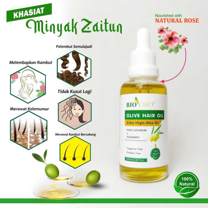 OLIVE HAIR OIL SERUM - MINYAK RAMBUT ZAITUN - 100% NATURAL EXTRA VIRGIN