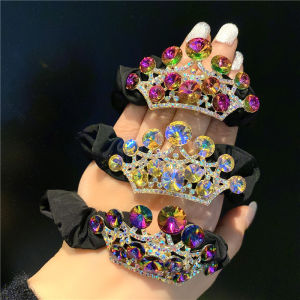 K9 Crystal Crown Scrunchies Hair Rope Girl Rubber Bands Headdress Korea Head Rope Rhinestone Headdress