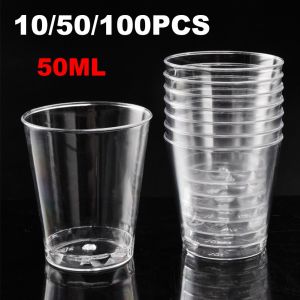 100-700PCS Mini 50ml Disposable Glass Clear Cawan Plastik Plastic shot Cup Transparent Wedding Birthday Party#20179