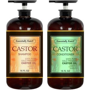 Castor Oil Shampoo & Conditioner Set 16 Fl Oz – Rosemary Mint – Cooling Refreshing Scalp Care & Hair Strengthening Formula
