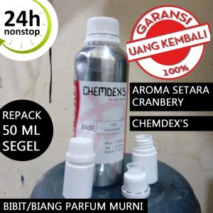 BIBIT BIANG PARFUM CHEMDEX MURNI AROMA SETARA CRANBERRY PRODUK CHEMDEX REPACK 50 ML SEGEL LABOR TANPA CAMPURAN ALKOHOL DAN LAINYA GARANSI UANG KEMBALI CRANBERI CRANBERYS