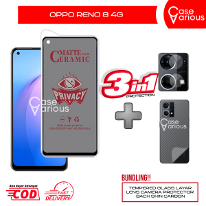 Tempered Glass Oppo Reno 8 4G Anti Gores Spy Matte Privacy Free Camera Lesn dan Skin Carbon