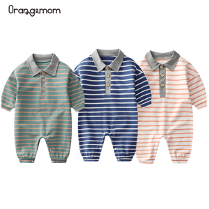 Orangemom Baby Romper Cotton Baby Boy Bodysuit Striped Bodysuit Casual Long-sleeved Toddler Boy Clothes Sets 2022