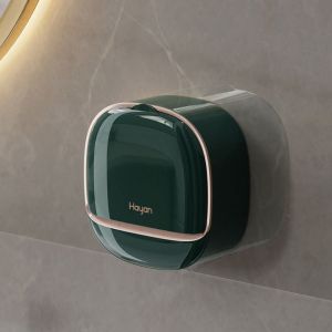 GTRBFDS Waterproof Soap Dish Punch-Free With Drainage Box Bathroom Drain Soap Box Fashion Wall Mounted Soap Holder