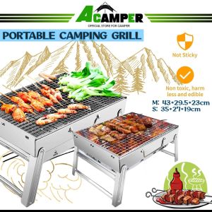 Portable BBQ Grill Outdoor Foldable Barbeque Camping Hiking Charcoal Grill Stainless Steel Barbeque Grill Outdoor