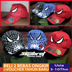 Topi Anak Spiderman Gratis Bordir Nama Umur 3-10 Tahun