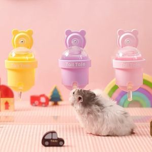 RL5LBR Wall Hanging Hamster Water Drinking Bottle Vacuum Adsorption 110ML Hamster Drinker Cute Leakproof Pet Water Dispenser Small Pet