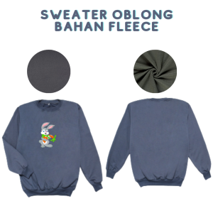 Basic Sweater Polos Sweater Oblong Wanita / Sweater Hoodie Korean Style / Sweater Crewneck Wanita Oversize Cartoon Rabbit