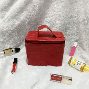 Pouch make up wanita beauty case tas kosmetik croco travel organizer tempat alat rias kulit sintetis