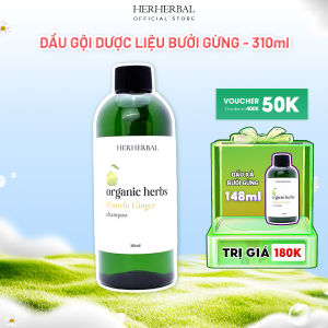 Dầu gội dược liệu hữu cơ bưởi gừng 310ml - giúp giảm gãy rụng và làm mềm tóc