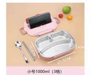 304 Stainless Steel Lunch Box 1000ml 2 Slot / Compartment Keep Warm Bento Box Macoron Color Bekas Makanan Tengahari 新颜色2格不锈钢内层PP材质外壳保温便当盒饭盒