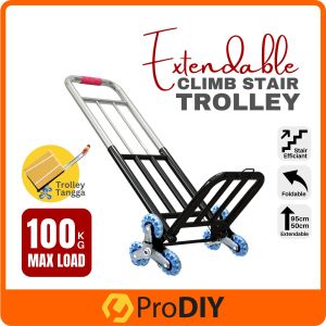 PRODIY 6 Wheels Foldable Trolley Shopping Trolley Foldable Cart Troli Barang Troli Shopping Climber Stairs ( 8025s )