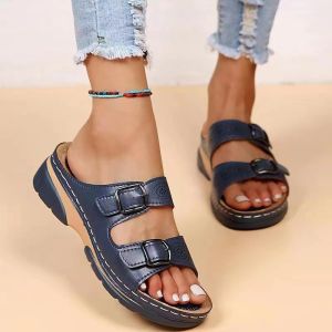 [Free Shipping] Plus-Size WomenS Slippers 2026 New Style Thick-Soled Low-Cut With A Single Strap And Round Toe Casual Shoes Sizes 35-43