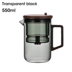 【Local Shipping】Water Separation Inner Container Teapot One Click Magnetic Switch Tea Separation Filtration Glass Tea Pot Wood Handle Tea