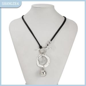 【SHANGZE4】 Bohemian Ethnic Alloy Round Pendant Necklace For Women Vintage Leather Cord Beach Party Jewelry Accessories Gifts