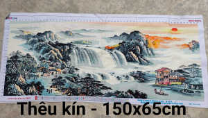 Tranh thêu chữ thập thành phẩm (thêu sẵn) Phong cảnh thủy mặc FJ0922 150*65cm thêu kín
