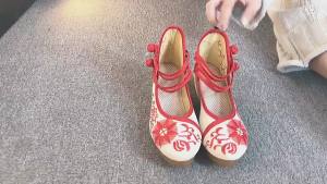 [Free Shipping] High-Heeled Shoes Single Shoes Wedge-Heeled Height-Increasing Thick-Soled Canvas Shoes Summer WomenS Shoes