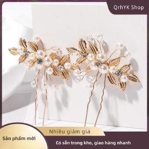 Hàng có sẵn✨ Cổ retro hoa lá tóc Clip ngọc trai pha lê hình chữ U kẹp tóc phong cách cổ xưa Hanfu phụ kiện hiệu suất đám cưới kẹp tóc nhỏ cô dâu mũ nón