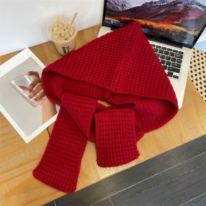 WOOD SHOP Mềm Mũ trùm đầu dệt kim Tam giác Sợi acrylic Mũ Beanie cổ áo Mũ Balaclava Dập nổi Mũ khăn choàng cổ mùa đông