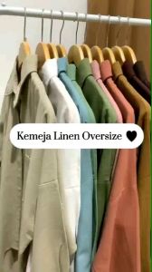 Kemeja Oversize Linen Olivia: Kemeja Wanita Polos Lengan Panjang