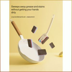 แปรงล้างหม้อ ล้างทําความสะอาดได้ การปนเปื้อน แปรง ทําความสะอาด มีประสิทธิภาพ ถอดเปลี่ยนได้ ที่จับยาว