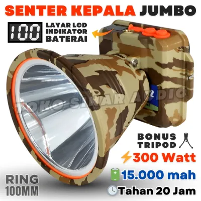 Senter Kepala 300W | 15.000mAh | Tahan 20 Jam | Bonus Tripod | Lensa Jumbo JINLONG JL-A12 / A11 | COD GRATIS ONGKIR | TOKO SINAR AUDIO
