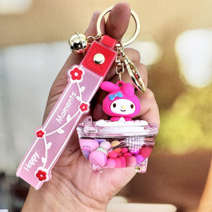 Key Chain Sanrio / Oil Quicksand 网红卡通水晶车钥匙扣~入油流沙创意挂饰~书包挂件小饰品~