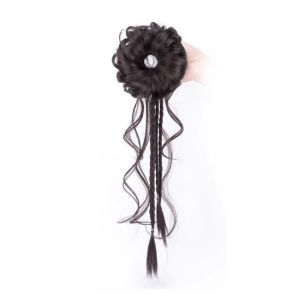 JON09 Hair Band Flower Bun Head Wig Korean Ponytail Hairpiece Messy Curly Chignon Hair Accessories Elastic Scrunchy Twisted Braid Wig Women