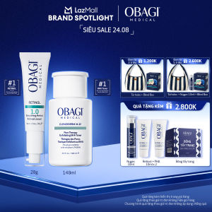 Bộ đôi dưỡng da Toner chứa 2% BHA Obagi Clenziderm M.D. Exfoliating 148ml và Kem Dưỡng Làm Mờ Nếp Nhăn Mờ Thâm & Làm Đều Màu Da Obagi Retinol 1.0 28g