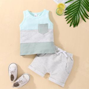 UniqKids Summer baby vest set kids boys and girls pure cotton sleeveless top sando and  shorts two-piece suit set