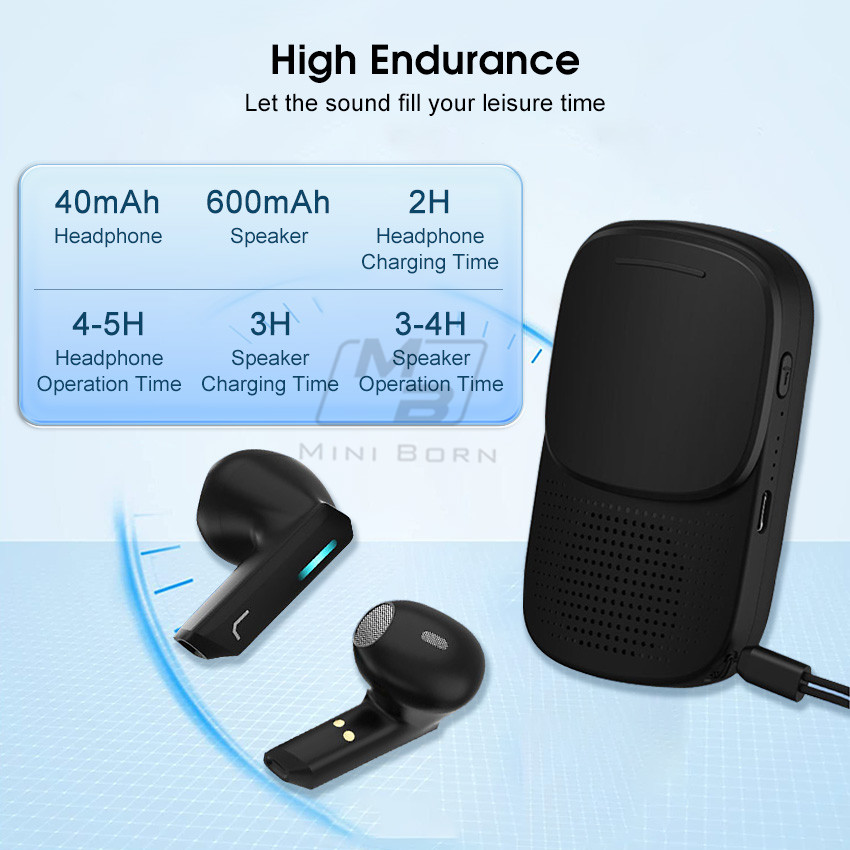 Mini Born TWS oortelefoon Draadloze luidspreker 2 in 1 Bluetooth 5.0 Half-oortelefoon Sportoordopjes LED-display Headsets HIFI Stereo Handsfree oordopjes_voghion.com