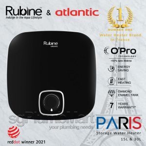 Rubine RA15 RA30 Atlantic Paris Black or White Storage Tank heater France European Brand 15 or 30 Litres