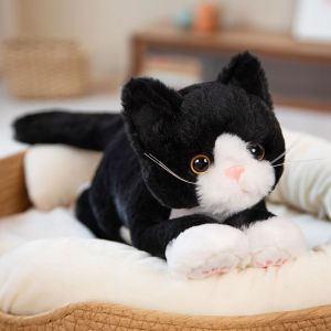 JOJO CASTLE Simulated 53cm Cute Lying Cat Doll Plush Toy Soft Stuffed Animals Realistic Pet Kitten Doll Home Decor for Girls Kids Birthday Gift for Children