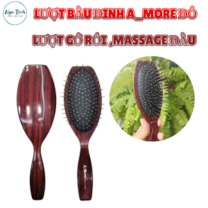 Lược bầu gỡ rối loại tốt giúp tóc suôn mượt hạn chế gãy tóc .bằng gỗ chấm bi sắt.