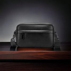 Túi đeo chéo da kiểu ngang thời trang MEN R7 Đen bóng mờ lịch lãm GSR 11