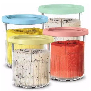 Containers Replacement for Ninja Creami Deluxe Pints Lids Creamy Ice Cream Containers Cups Set Family Size Compatible