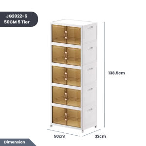 Easyhome.sg Easy Install JG Foldable Storage Cabinet with Wheels – Stackable Plastic Organizer 45–65cm