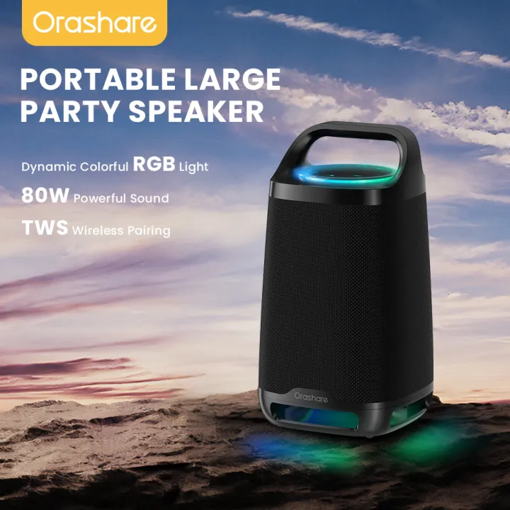 Orashare BS21 Bluetooth Speaker With RGB Light 80W Powerful Sound Big Size Portable Party Speaker Super Bass TWS Speaker Bluetooth 5.3