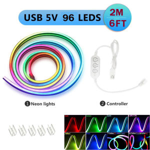 ✨【Ready Stock】 + Free Shipping✨ Smart Bluetooth RGBIC Neon Led Strip 1/2/3M DC5V Waterproof Dream RGB IC Full Color Chasing Led Neon light Music SyncRoom Decor