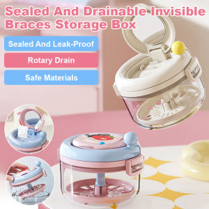 Anti-Leakage Sealed Dental Aligner Box Invisible Orthodontic Retainer Storage Box Denture Retainer Case Rotating Cleaning